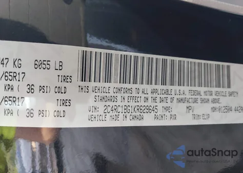 2019 Chrysler Pacifica Touring L from USA, damaged, VIN 2C4RC1BG1KR629645